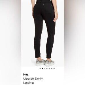 HUE Ultra Soft Denim High Rise Leggings Black XS NWT Pull On